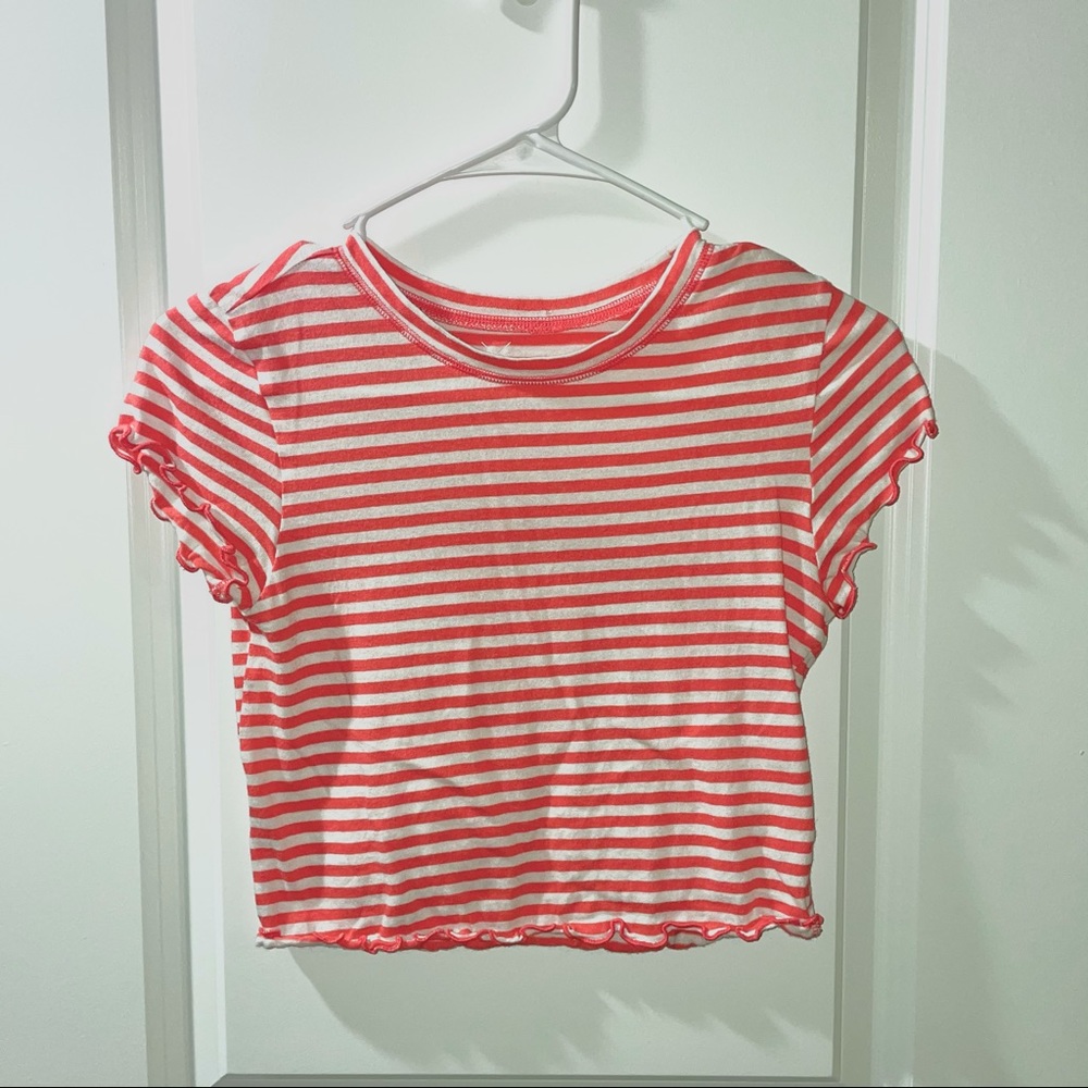 Pacsun Striped Lettuce Hem Crop Top